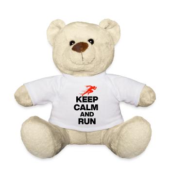 KEEP CALM AND RUN! LÄUFER MARATHON GESCHENK JOGGEN - Teddy - Weiß - Vorne