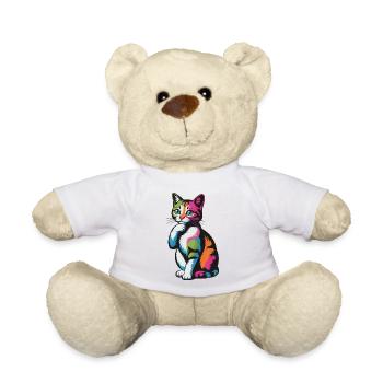 Nachdenkliche Pop-Katze Farbexplosion - Teddy - Weiß - Vorne