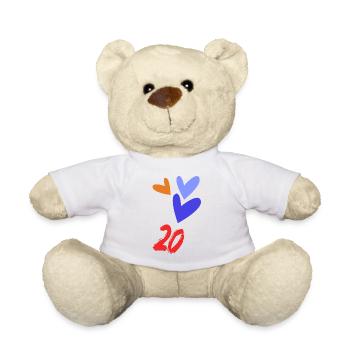 20. 20e ANNIVERSAIRE. ANNIVERSAIRE 20 ANS. 20 ANS. - Nounours - blanc - Devant