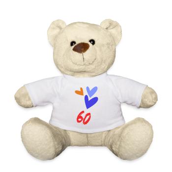60. 60 JAHRE. 60-JÄHRIGES JUBILÄUM. 60. GEBURTSTAG. - Teddy - Weiß - Vorne