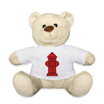 Classic Bold Red Fire Hydrant - Teddy Bear - white - Front