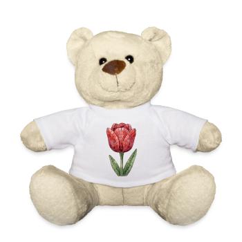 Tulip Mosaic - Floral Spring Gift - Teddy Bear - white - Front