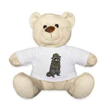 Un raton laveur en camouflage - Nounours - blanc - Devant
