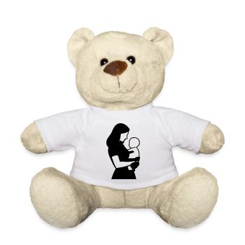 Mommy Baby T-Shirt – Mother Love Silhouette - Teddy - Weiß - Vorne