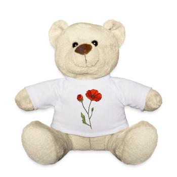 Geometrische Mohnblume Polygon Blumenmotiv - Teddy - Weiß - Vorne