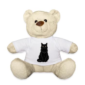 Chat Mystique Noir Offert Amoureux des Chats - Nounours - blanc - Devant
