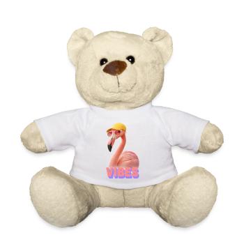 Cool "VIBES" Flamingo - Teddy Bear - white - Front