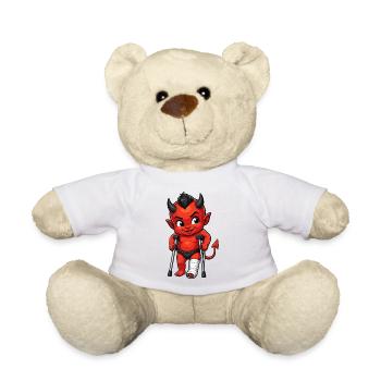 Roter Dämon mit Krücken - Teddy - Weiß - Vorne
