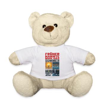 Sarkastisches Sommer-Extremwetter Klimawandelshirt - Teddy - Weiß - Vorne