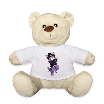 Cat Streetwear Lila Sterne - Teddy - Weiß - Vorne