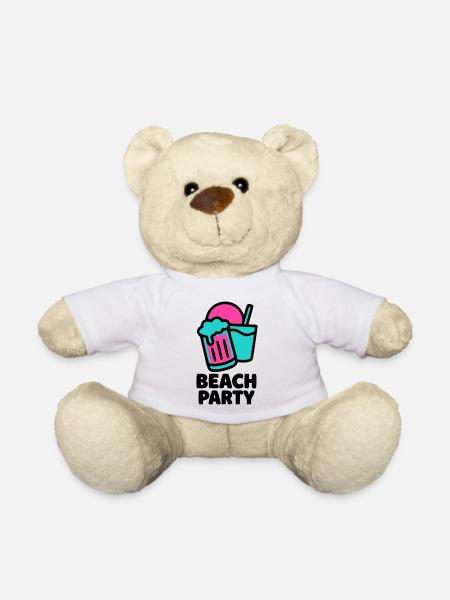 Beach Party Bierkruege Logo - Teddy - Weiß