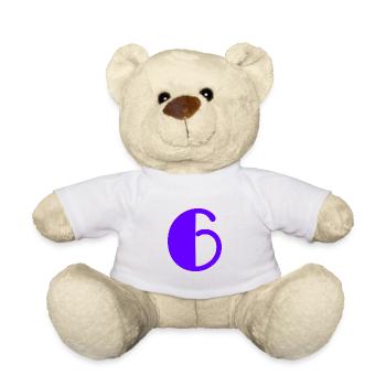 6. 6 ANS. 6e ANNIVERSAIRE. ANNIVERSAIRE 6 ANS - Nounours - blanc - Devant