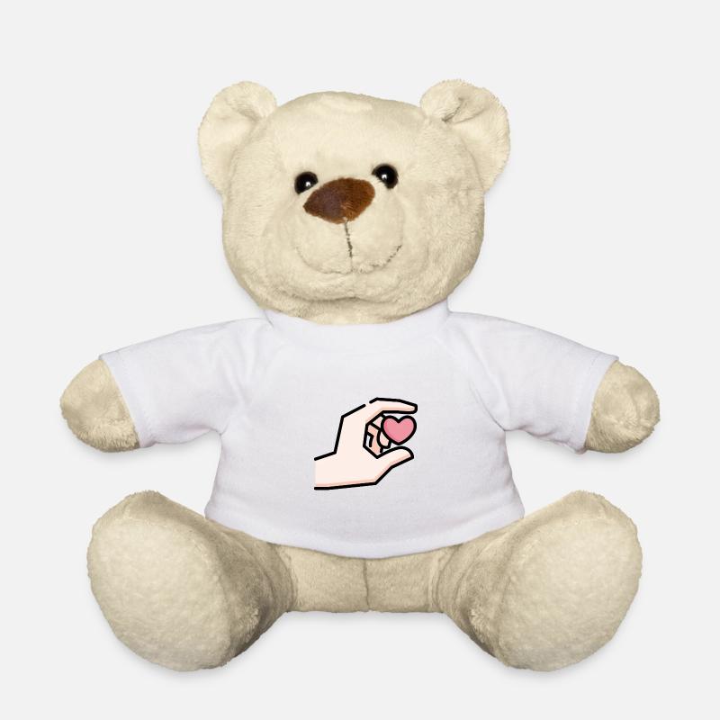 Idée cadeau main avec coeur - Nounours - blanc