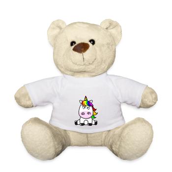 I Hate People Sweet Unicorn Evil Look - Teddy Bear - white - Front