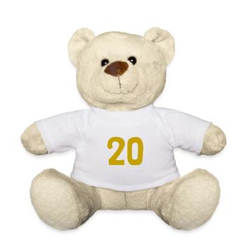 20. 20 ANS. 20e ANNIVERSAIRE. ANNIVERSAIRE 20 ANS. - Nounours - blanc - Devant