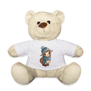 Lama mignon avec écharpe et chapeau à pompon. - Nounours - blanc - Devant