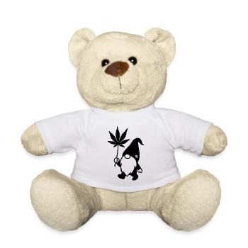 Lustiger Zwerg/Wichtel mit Hanfblatt-Ballon - Teddy - Weiß - Vorne