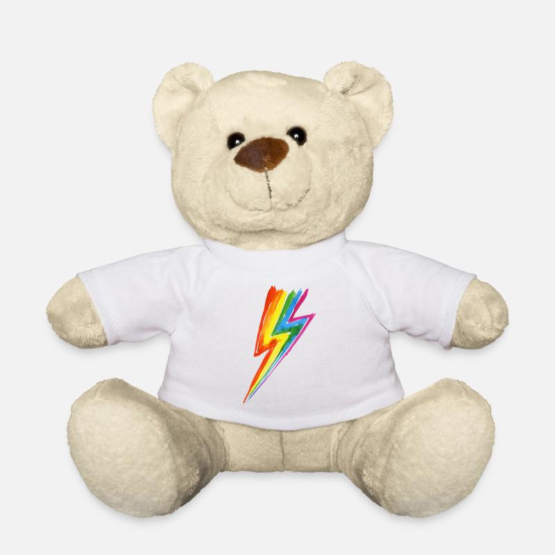 Rainbow Power Blitz - Hit by rainbow lightning! - Teddy Bear - white