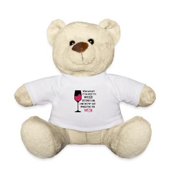Wein Spruch Weinliebhaber Geschenk - Teddy - Weiß - Vorne