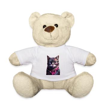 Hipster cat Willow - Teddy Bear - white - Front