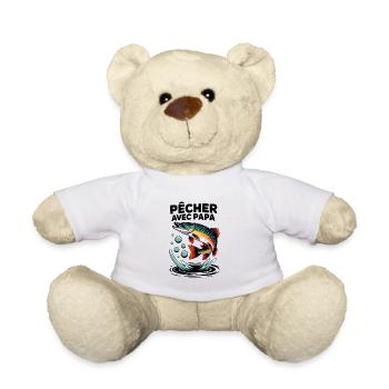 Je vais à la pêche avec papa - brochet bondissant - Nounours - blanc - Devant