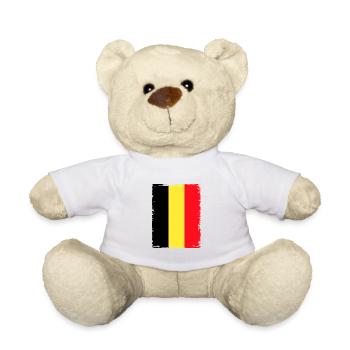 Drapeau de la Belgique Drapeau belge Vintage Look vieilli - Nounours - blanc - Devant