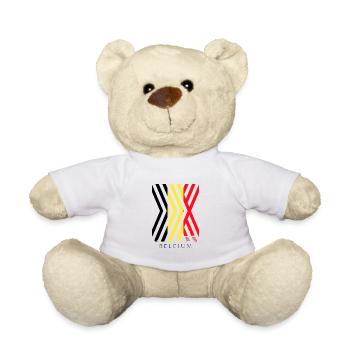 Drapeau de la Belgique Drapeau belge Vintage Look vieilli - Nounours - blanc - Devant