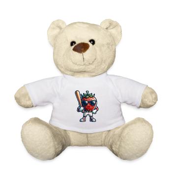 Erdbeer-Baseballspieler mit Schläger - Teddy - Weiß - Vorne