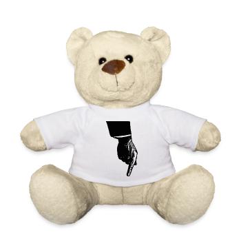 Hand-finger-zeigt-nach-un - Teddy - Weiß - Vorne