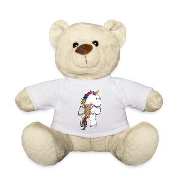 Cartoon unicorn with backpack - Teddy Bear - white - Front