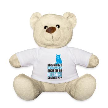 Katze was glotzt denn so Muschi schwarz/blau. - Teddy - Weiß - Vorne