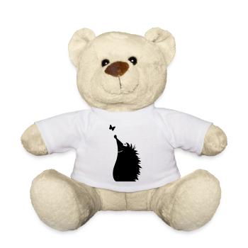 Un hérisson en regardant un papillon - Nounours - blanc - Devant