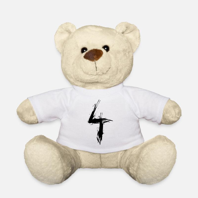 Number 4 Number Four 4th Birthday Vector Black - Teddy Bear - white