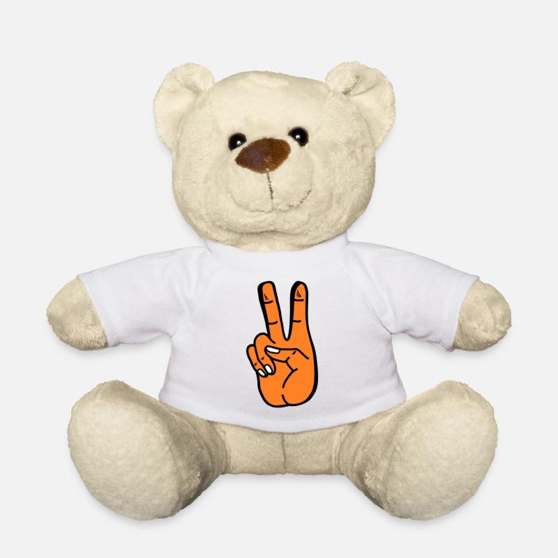Peace orangene Hand - Teddy - Weiß
