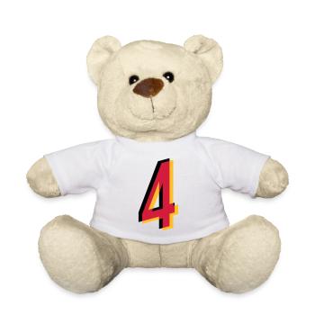 4 Number Germany jersey number black red gold - Teddy Bear - white - Front