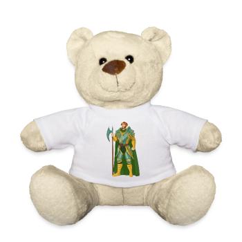 Guerrier Cheveux Roux Or Vert Chevalier Moyen Âge - Nounours - blanc - Devant