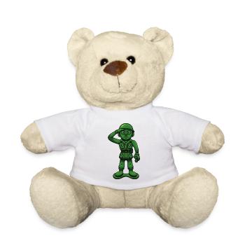 Green Military Soldier Toy Sergeant Saluting - Teddy Bear - white - Front