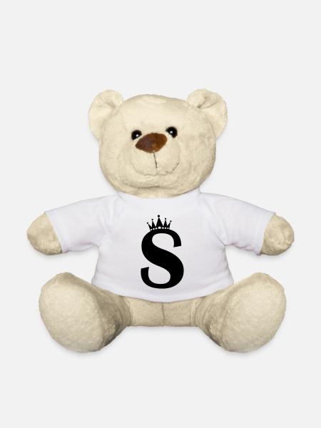 letter S crown - Teddy Bear - white
