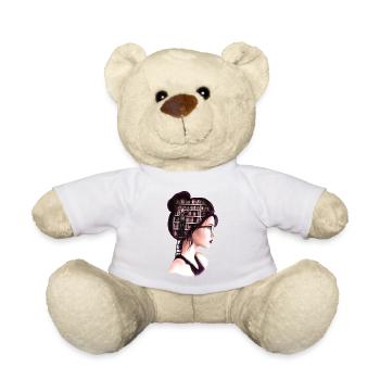 Starke Frau mit Wissen – Bücher im Kopf - Teddy - Weiß - Vorne