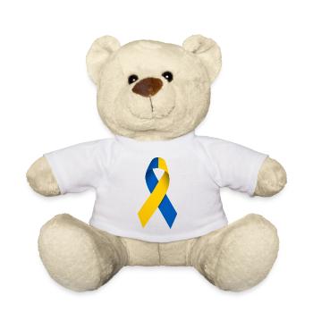 Ukrainische Solidaritätsschleife - Teddy - Weiß - Vorne