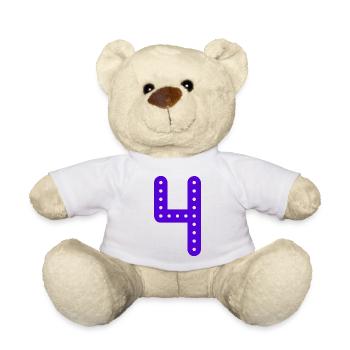 4 ANS. 4e ANNIVERSAIRE. ANNIVERSAIRE 4 ANS. ANNIV - Nounours - blanc - Devant