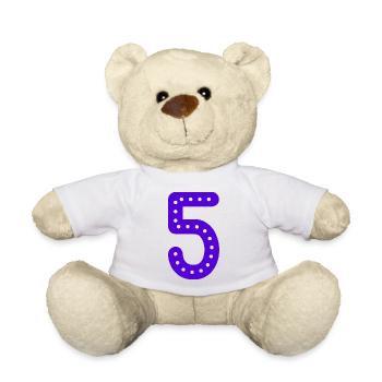 5 ANS. 5e ANNIVERSAIRE. ANNIVERSAIRE 5 ANS. CINQ - Nounours - blanc - Devant