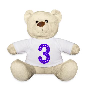3 JAHRE. 3. JUBILÄUM. GEBURTSTAG 3 JAHRE. 3 - Teddy - Weiß - Vorne