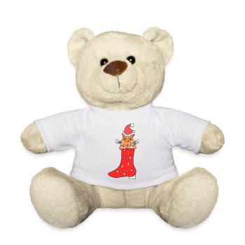 Chat de Noël dans les bottes de Noël - Nounours - blanc - Devant