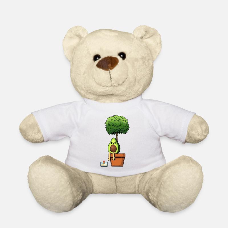 Avocado auf einer Pflanze mit einer Kerze - Teddy - Weiß
