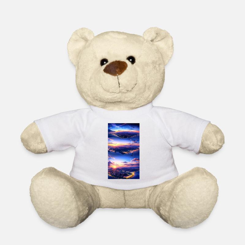 Landschaft mit 4 Bereichen, Generative KI - Teddy - Weiß