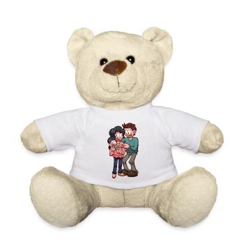 Cartoon Couple With Baby - Teddy Bear - white - Front