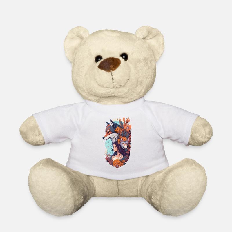 shewolfdaughter loup loup fleurs - Nounours - blanc