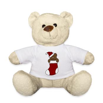 Teddy chaussette père Noël chapeau ours de Noël - Nounours - blanc - Devant