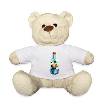 Flaschenschiff / Flaschenpost / Ahoi / Anker - Teddy - Weiß - Vorne